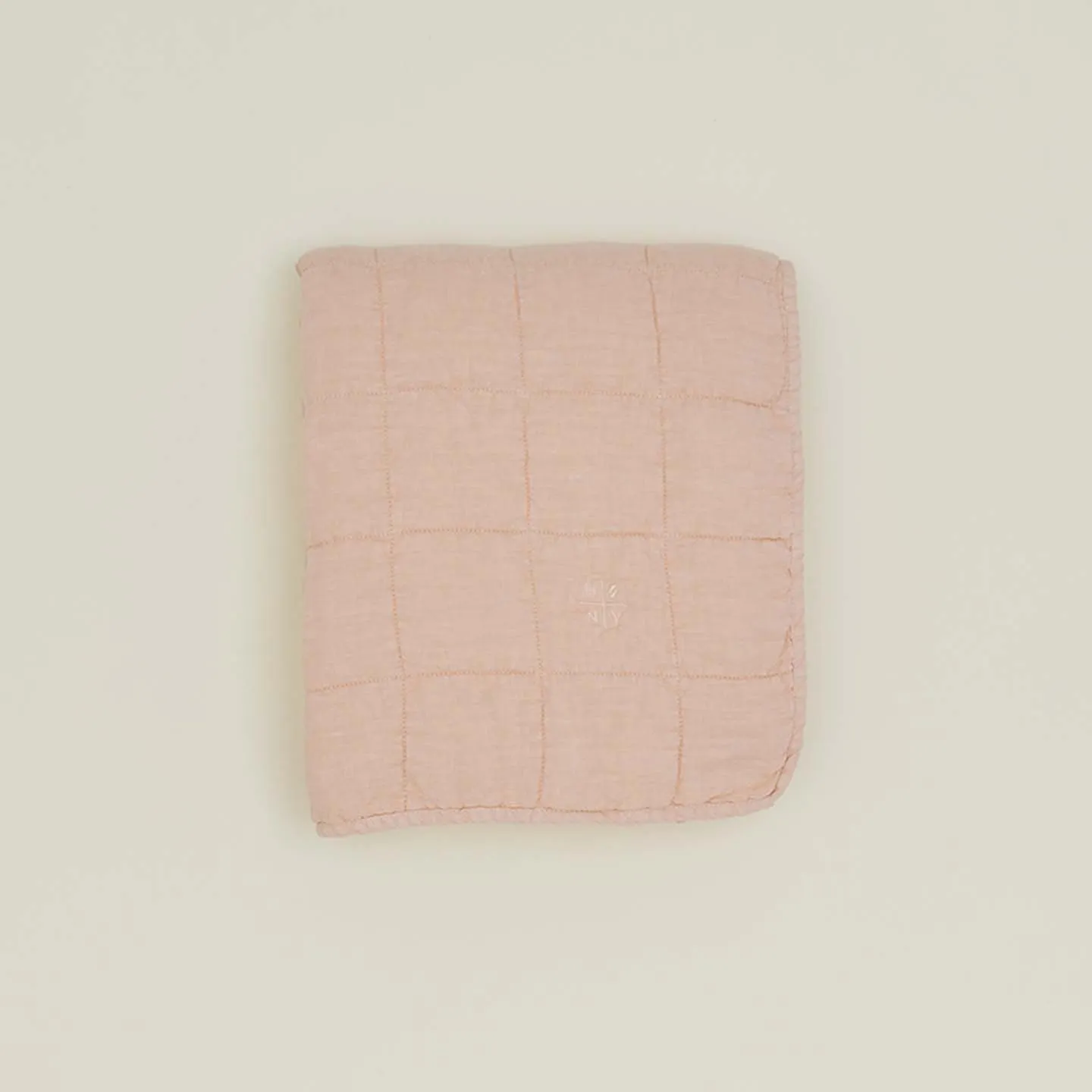 Simple Linen Quilted Throw - Blush