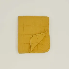 Simple Linen Quilted Throw - Mustard