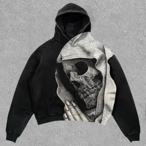 Skull Vintage Graphic Long Sleeve Hoodie