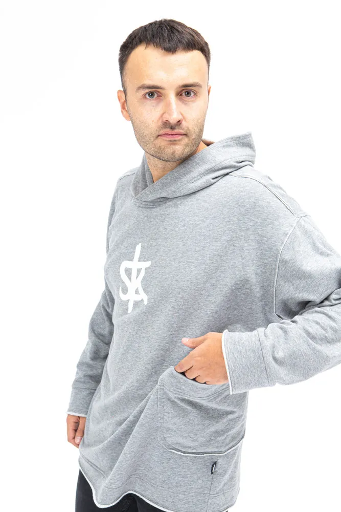 Sofa Killer warm light grey men long hoodie with white SK logo