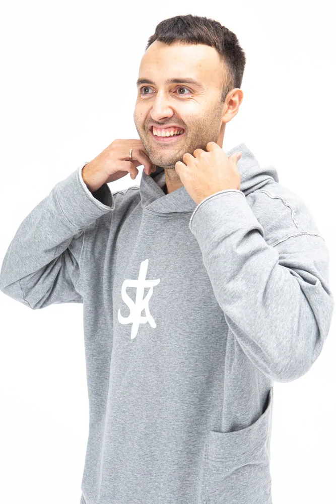 Sofa Killer warm light grey men long hoodie with white SK logo