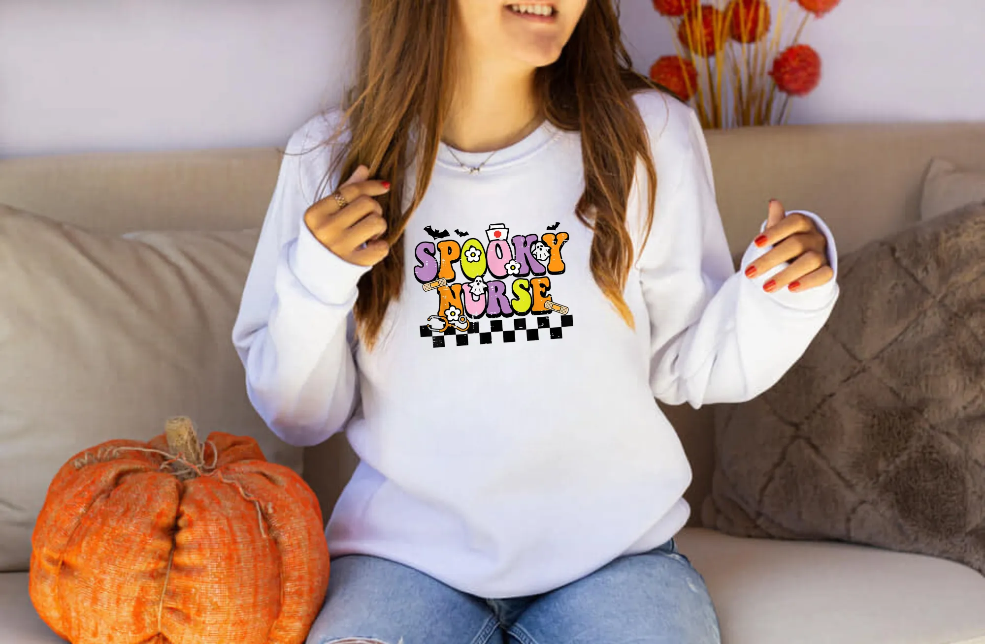 Spooky Nurse | Halloween Nurse crewneck sweatshirt