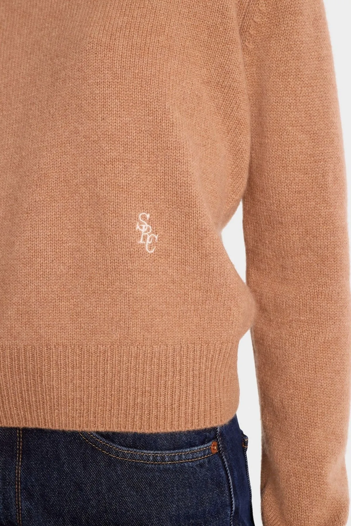 Sporty & Rich SRC Cashmere Jumper - Camel/ White