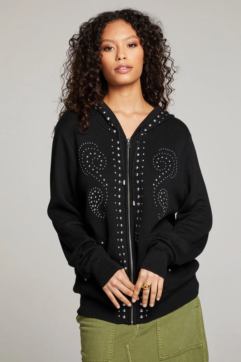 Studded Zip Up Hoodie