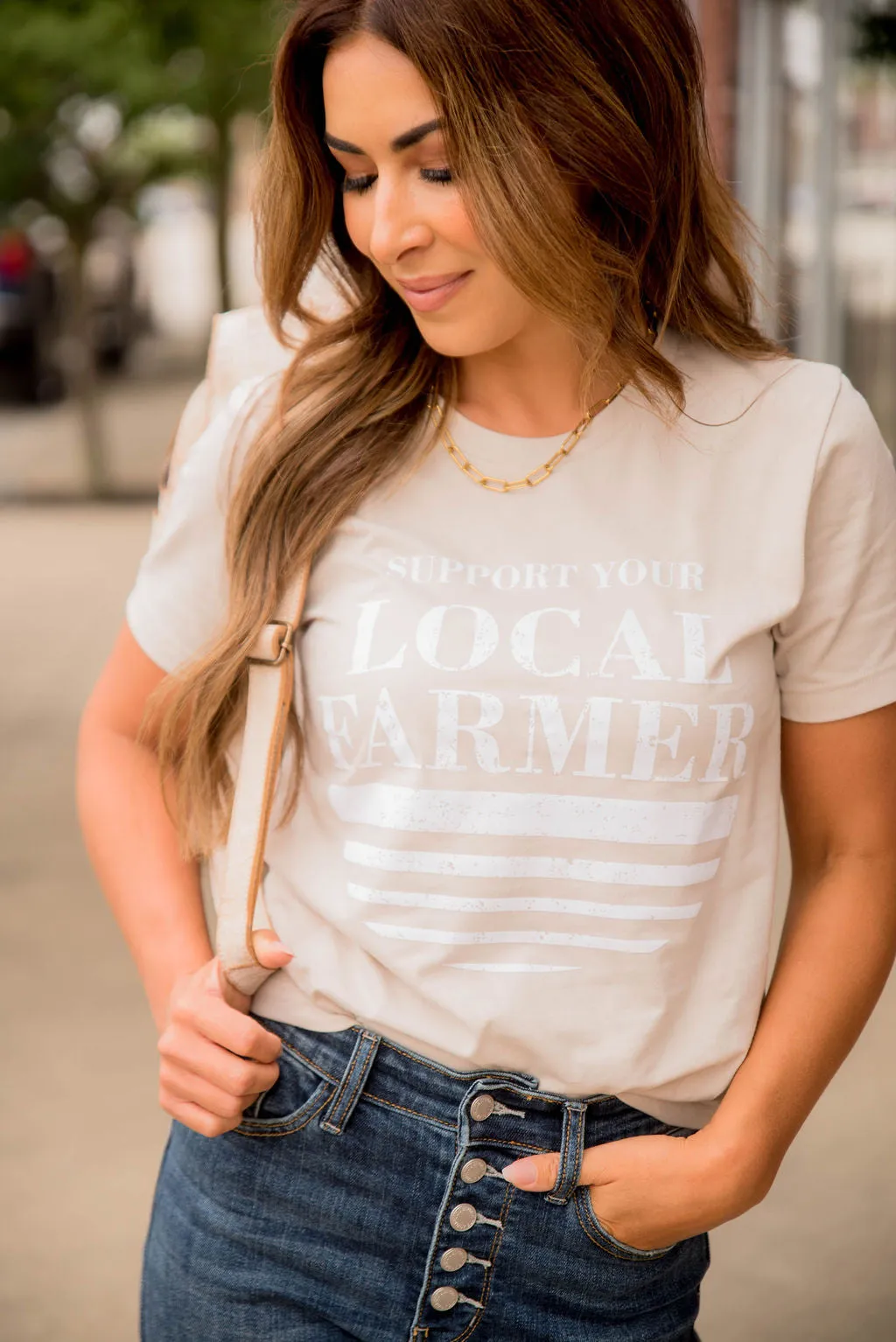 Support Your Local Farmer Underlined Graphic Tee