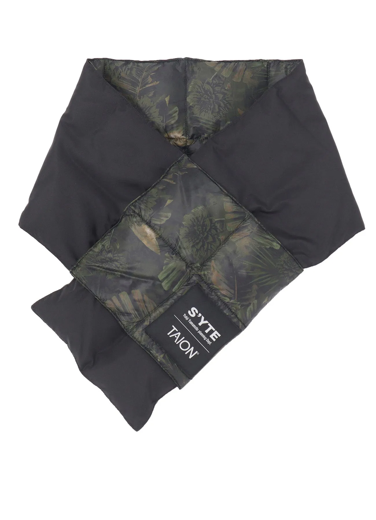 【S'YTE X TAION】DAHLIA CAMOUFLAGE QUILTED DOWN REVERSIBLE SCARF