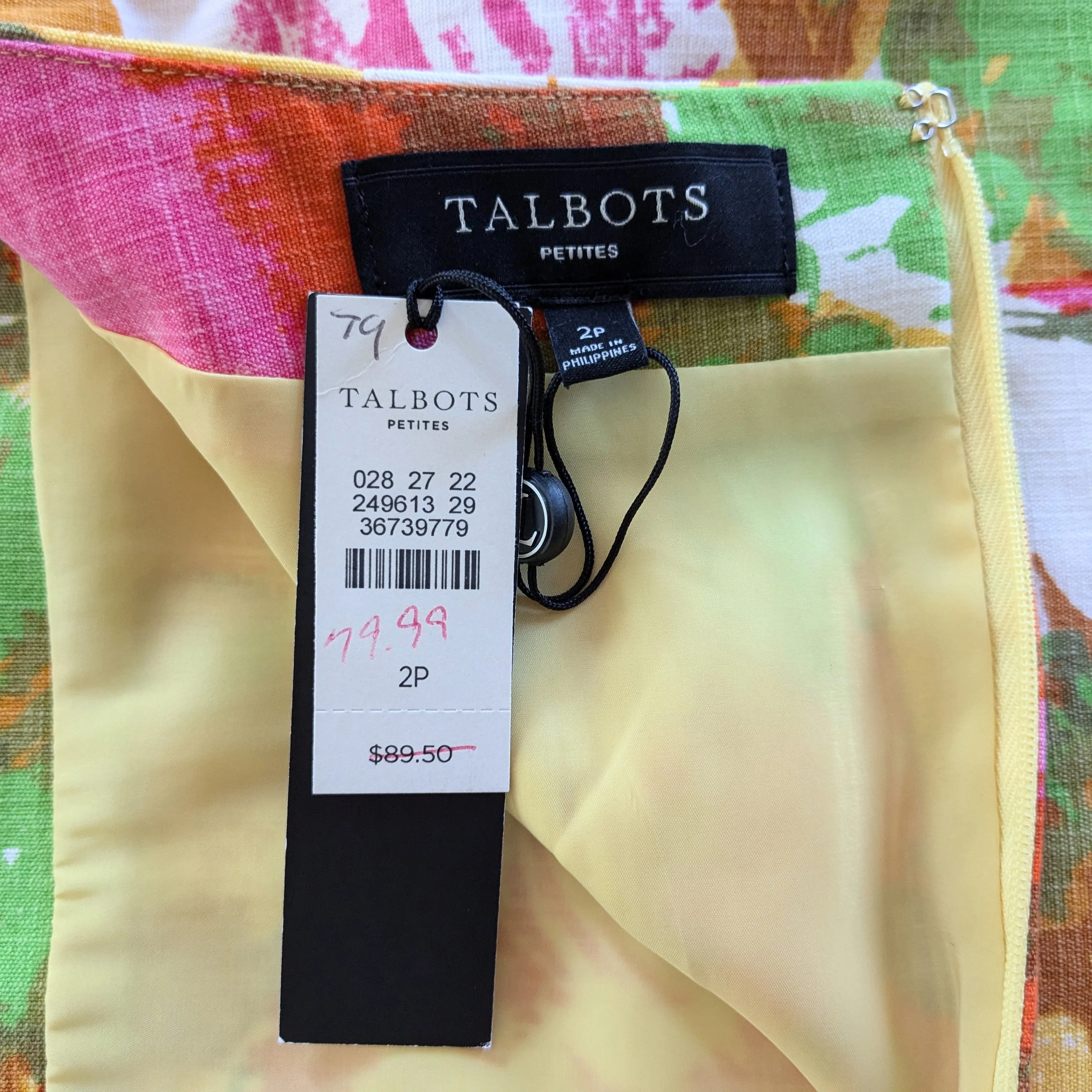 Talbots Bright Floral Pencil Skirt Size 2P NWT