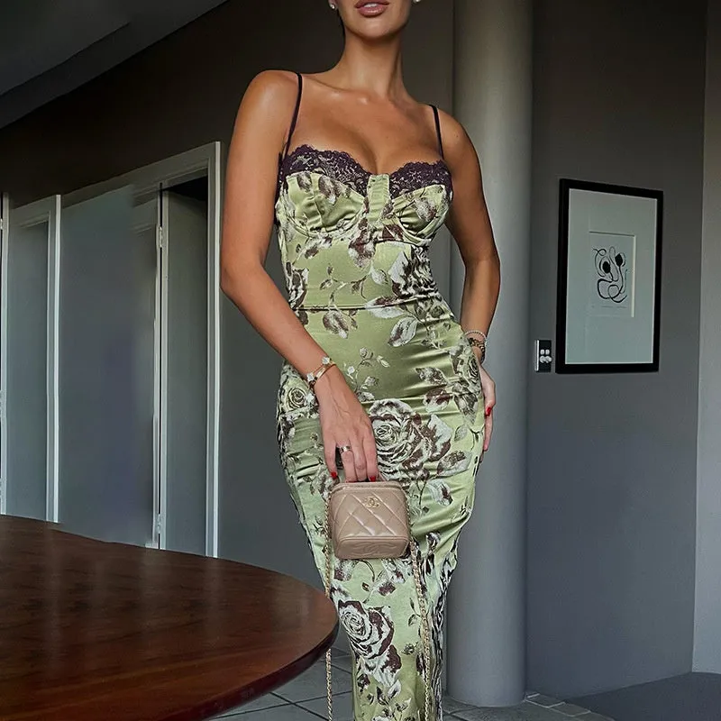 TastyHottie - Beth Floral Print Backless Midi Dress