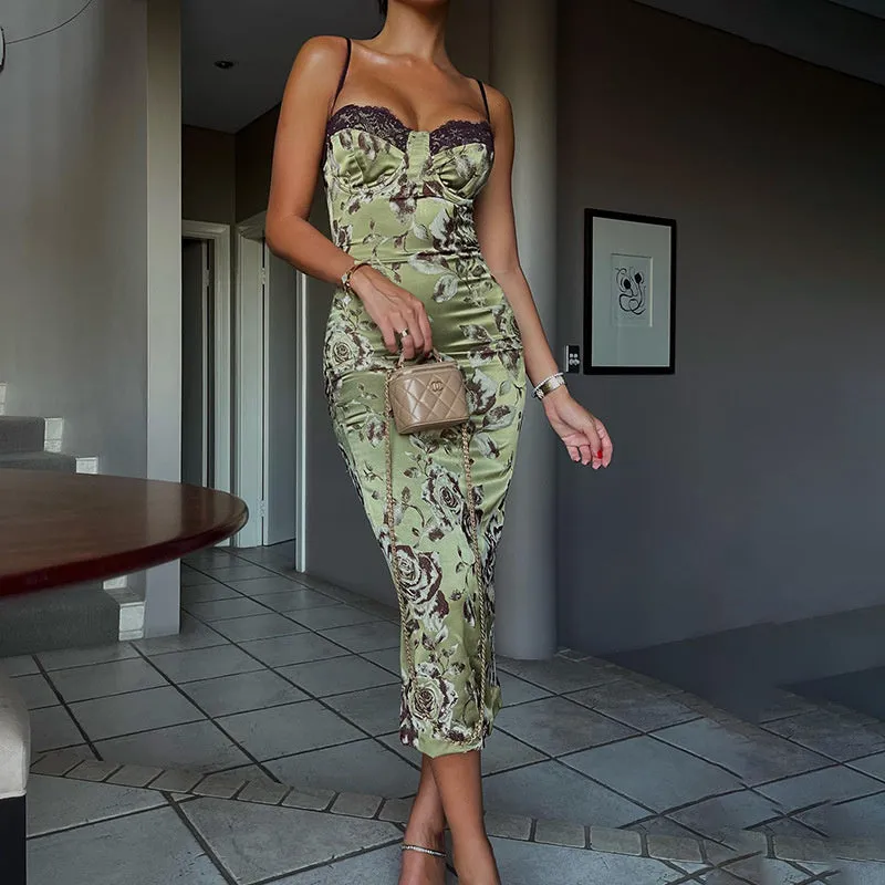 TastyHottie - Beth Floral Print Backless Midi Dress