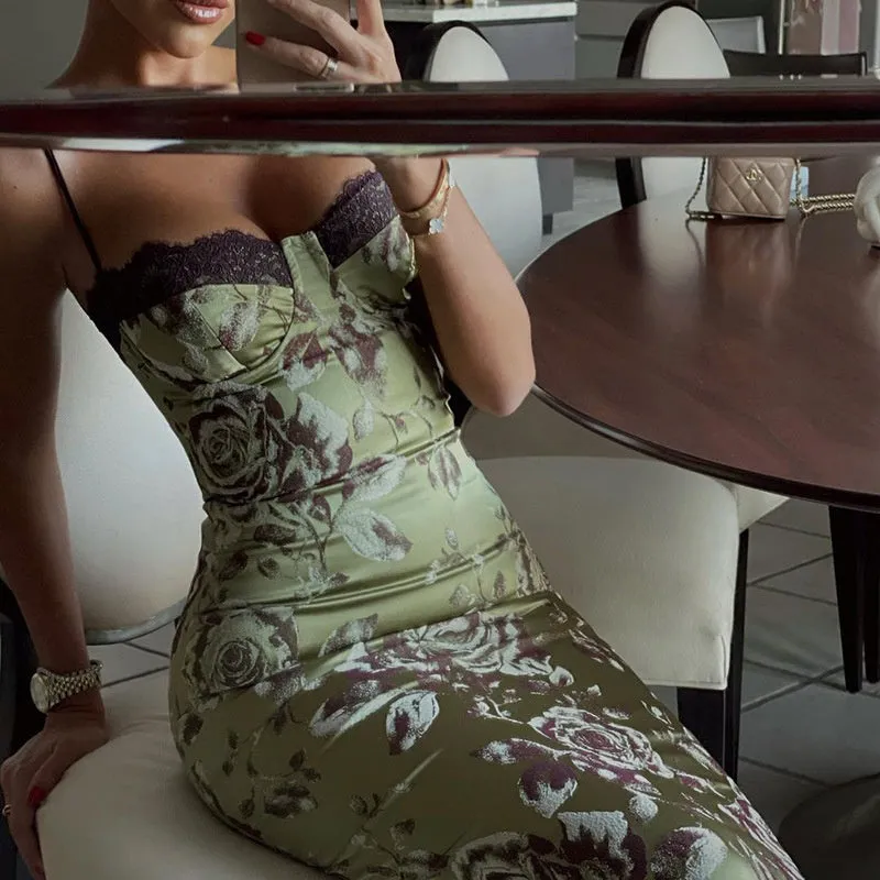 TastyHottie - Beth Floral Print Backless Midi Dress