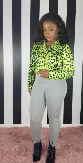 TECHNO - Neon Leopard Crop Jacket