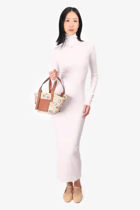 Éterne White Ribbed Long-Sleeve Turtle Neck Bodycon Dress Size XS