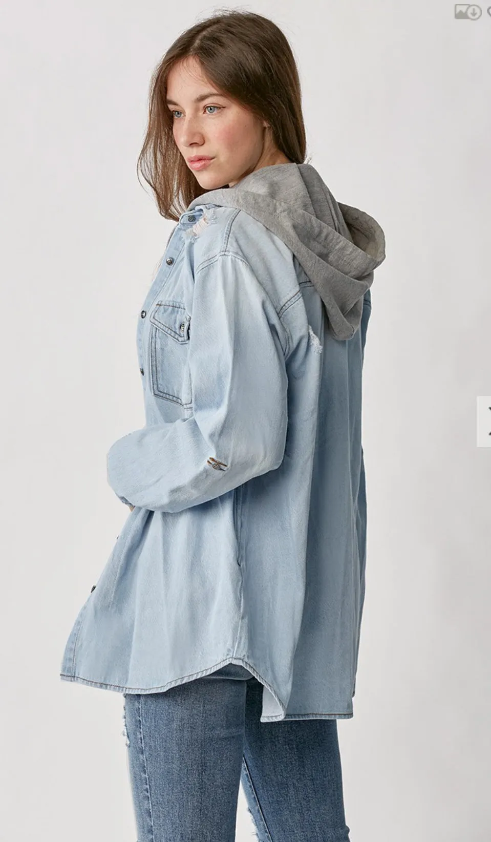 The Lottie Denim Hooded Shacket