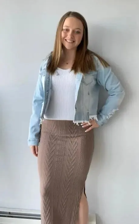 Tobacco Cable knit pencil skirt