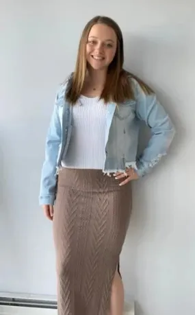 Tobacco Cable knit pencil skirt