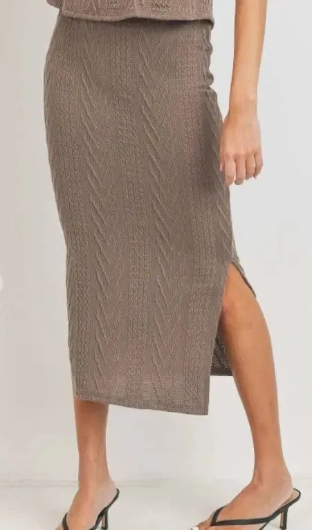 Tobacco Cable knit pencil skirt