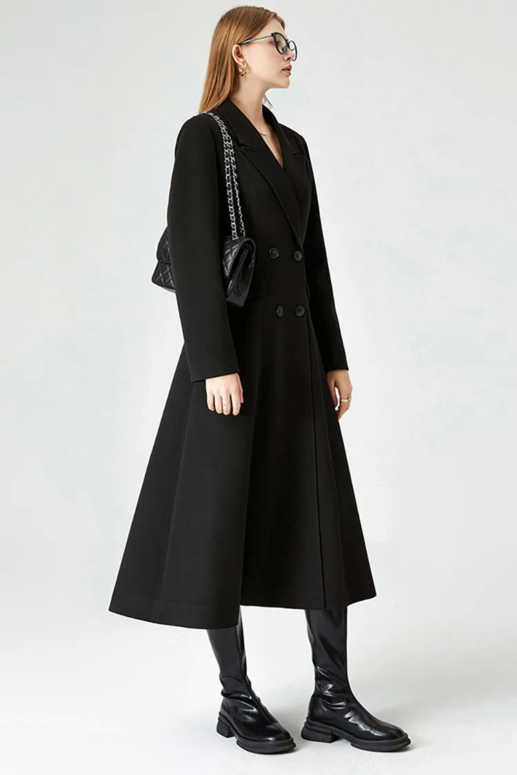 Verda Wool Blend Double Breasted Fit & Flare Coat