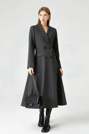 Verda Wool Blend Double Breasted Fit & Flare Coat