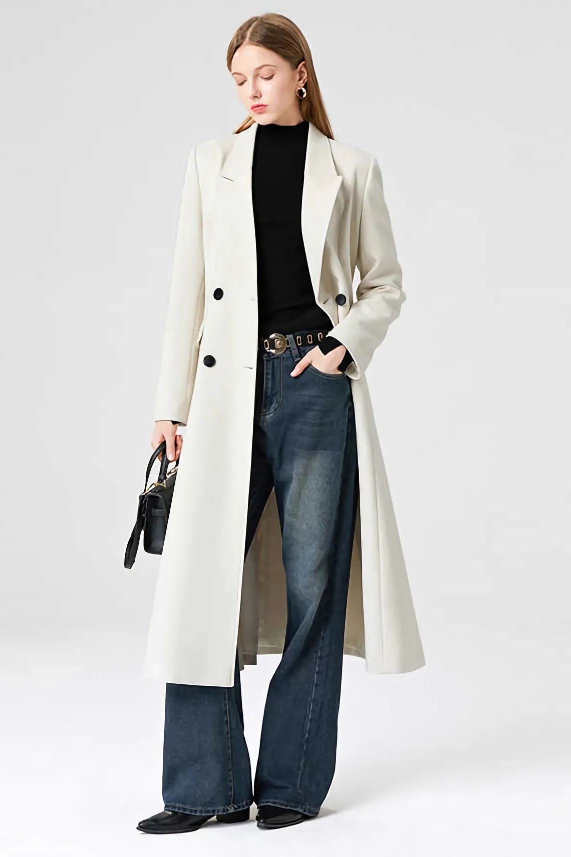 Verda Wool Blend Double Breasted Fit & Flare Coat