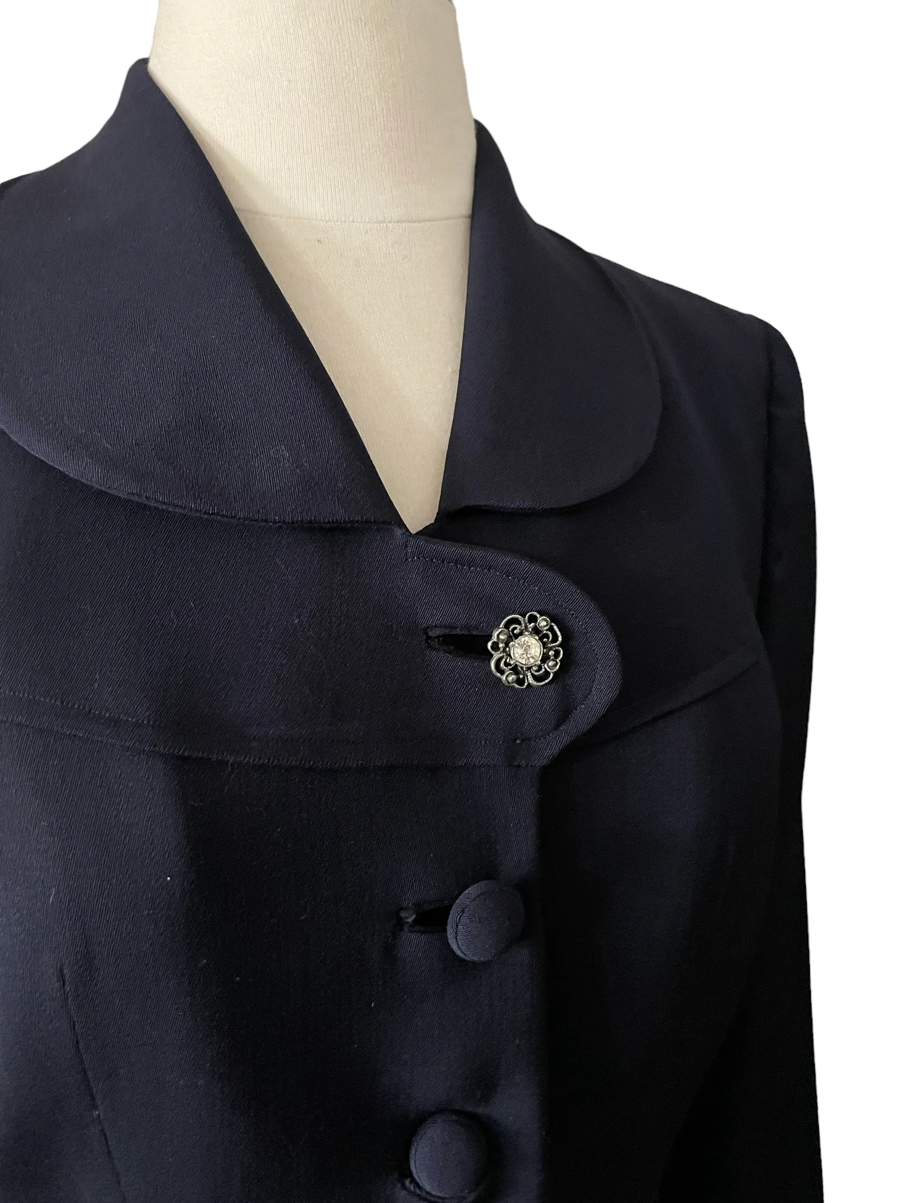 Vintage 1940s Best's Apparel Seattle Navy Blue Gabardine Wool Jacket Sz M | Barn Owl Vintage Seattle