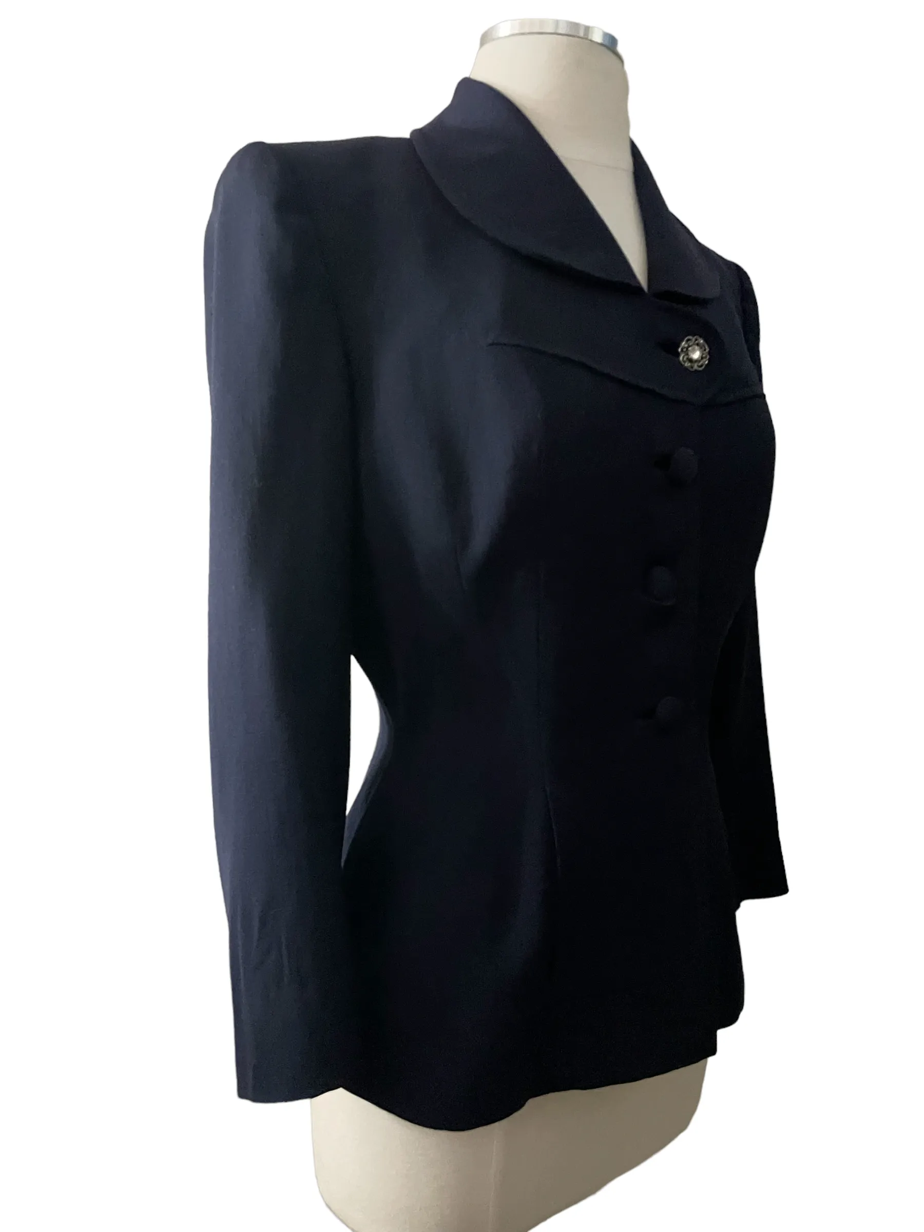 Vintage 1940s Best's Apparel Seattle Navy Blue Gabardine Wool Jacket Sz M | Barn Owl Vintage Seattle