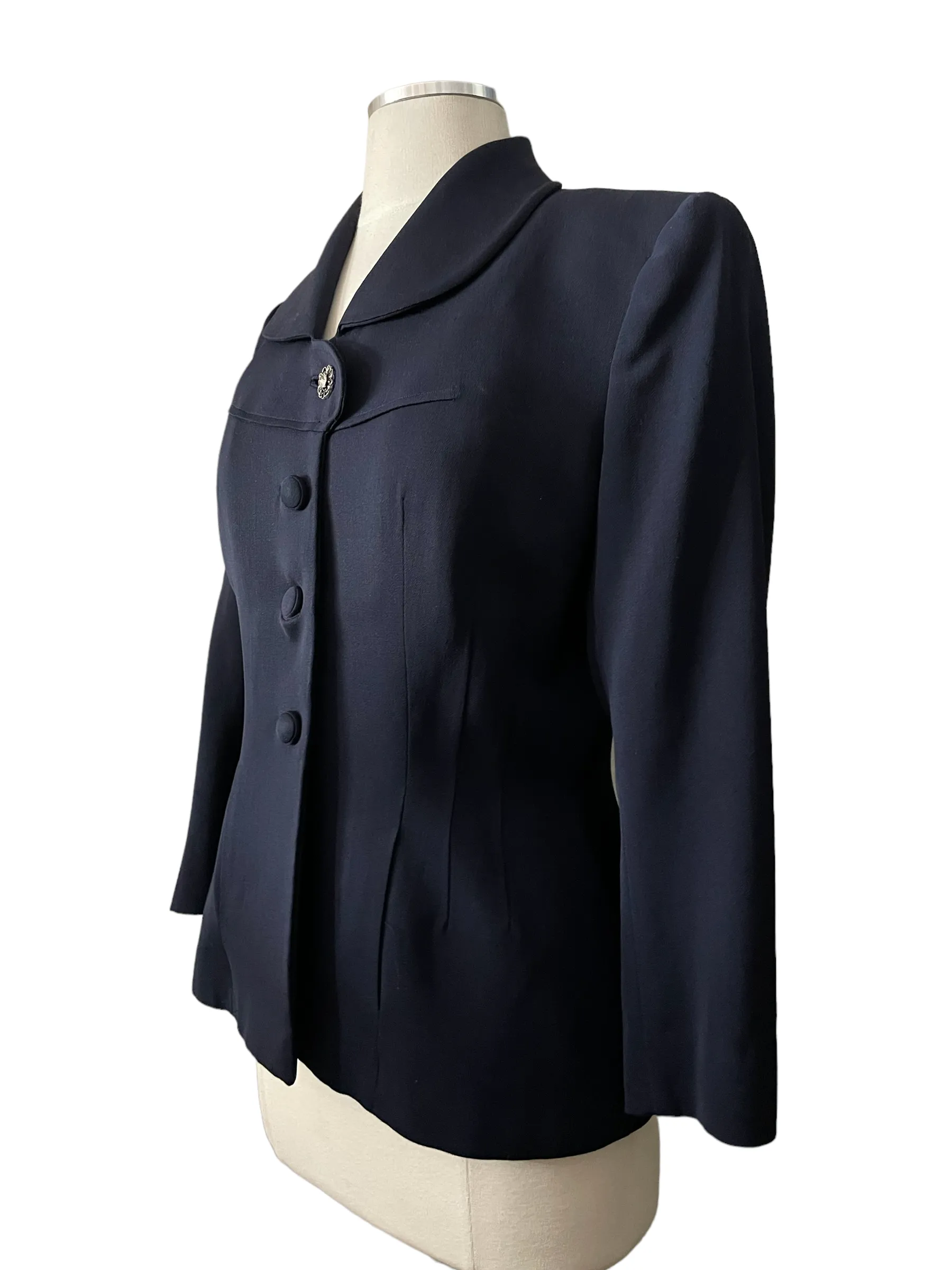 Vintage 1940s Best's Apparel Seattle Navy Blue Gabardine Wool Jacket Sz M | Barn Owl Vintage Seattle