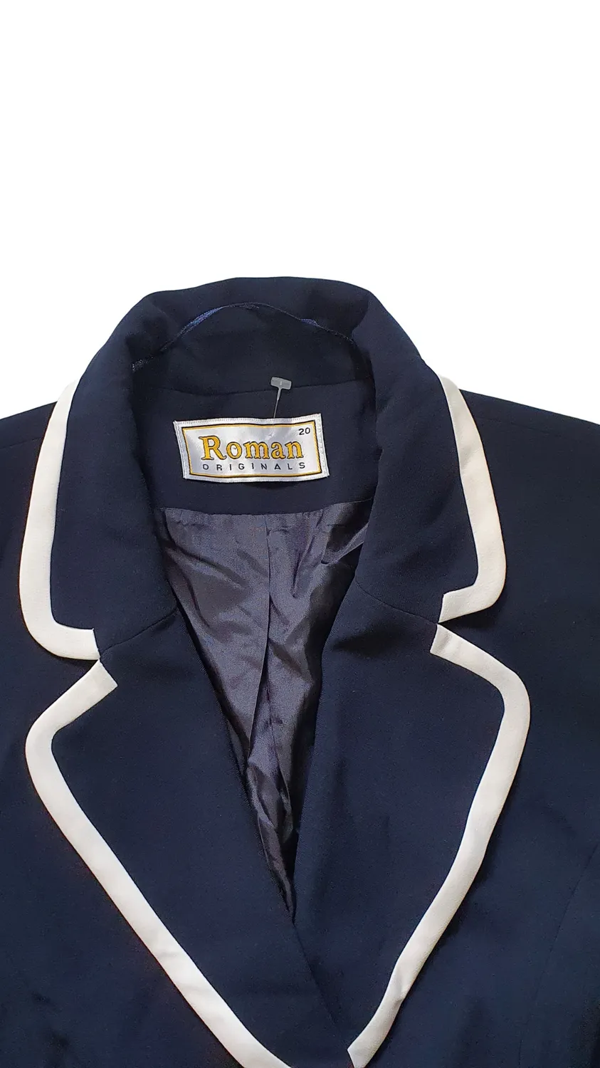 Vintage 'Roman Originals' Sailor Style Navy and White  Blazer 44"