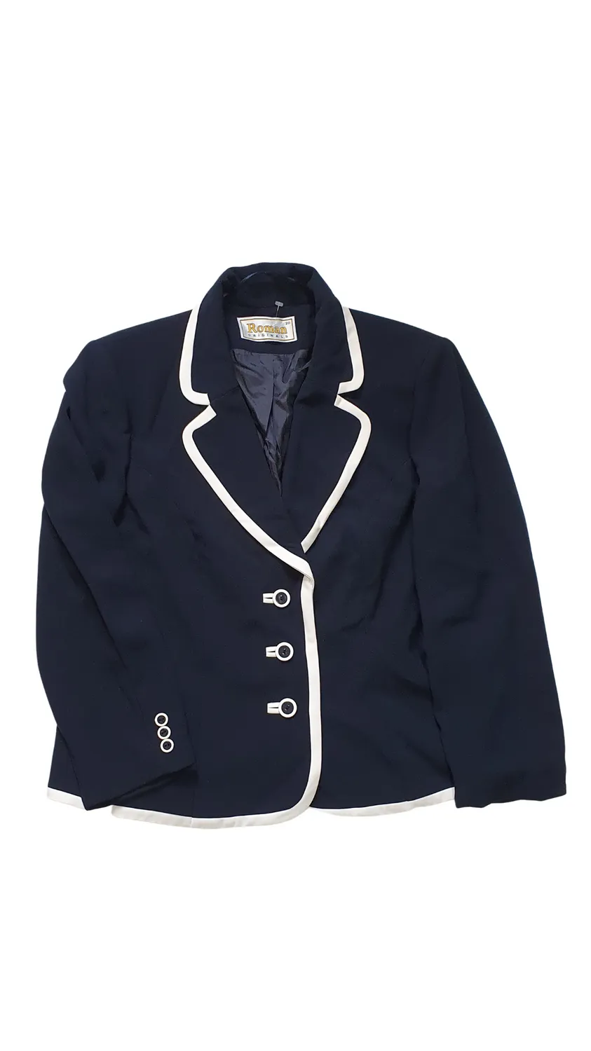 Vintage 'Roman Originals' Sailor Style Navy and White  Blazer 44"