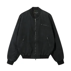 Washed denim quilted lining bomber