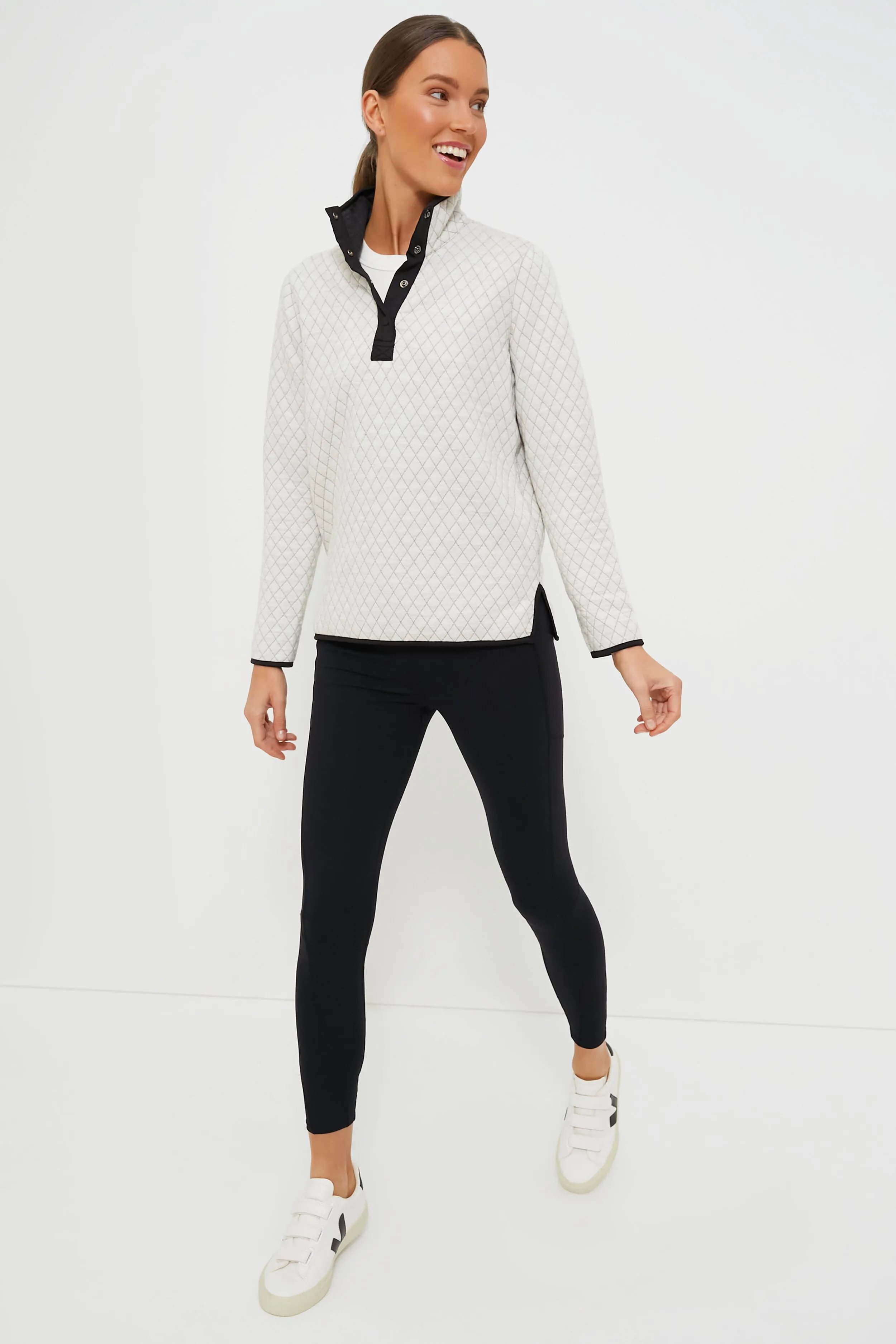 White and Black Corbet Reversible Pullover