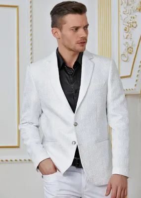 White Meander Emboss Blazer