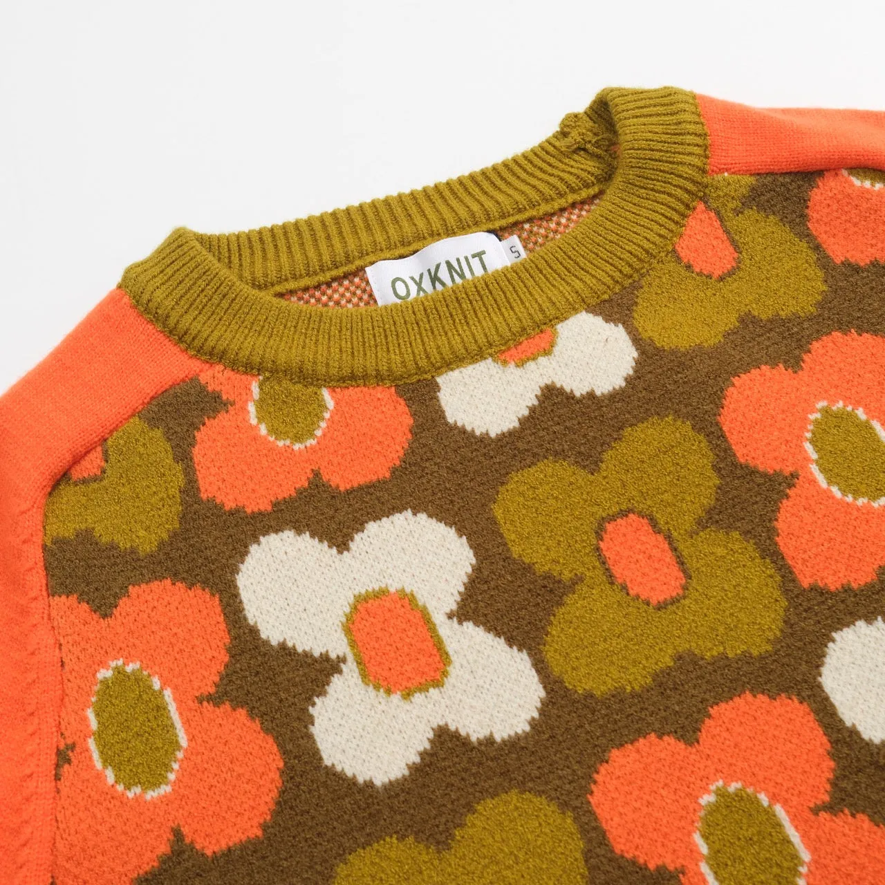 Women's orange vintage sunflower knitwear