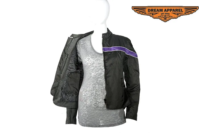 Womens Purple Stripe Textile Jacket