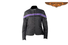 Womens Purple Stripe Textile Jacket