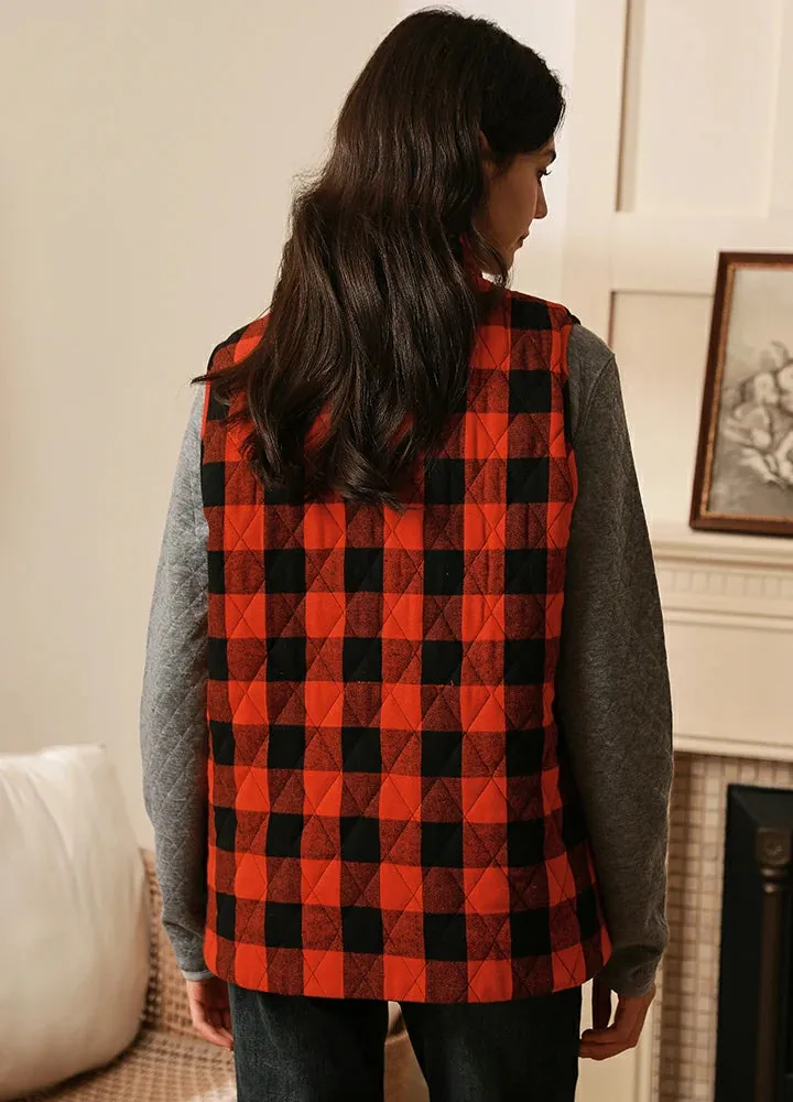 Women's Quilted Plaid Flannel Vest