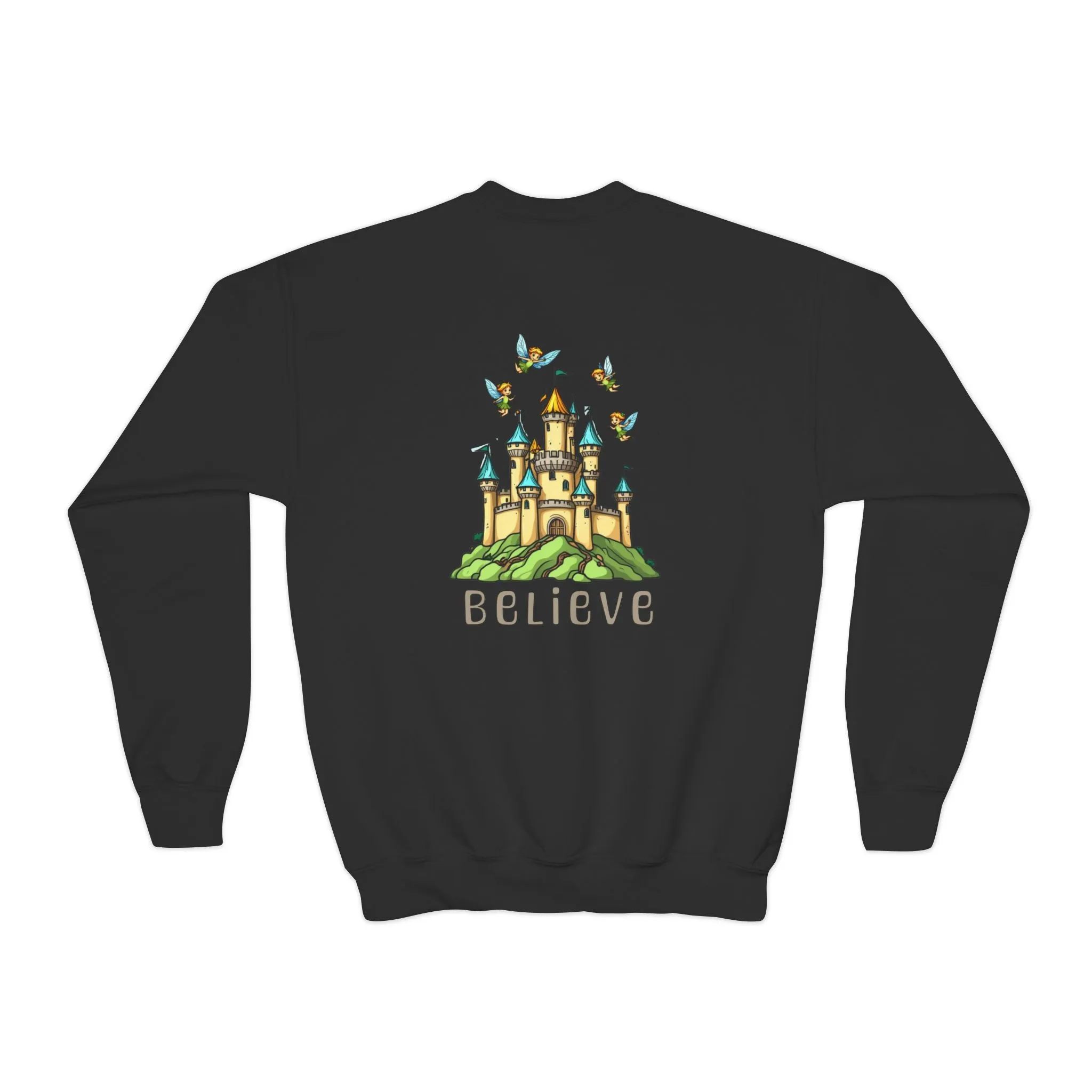 Youth Crewneck Sweatshirt - Fantasy Castle 'BELIEVE' Design